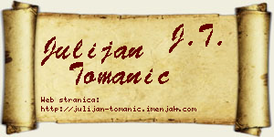 Julijan Tomanić vizit kartica